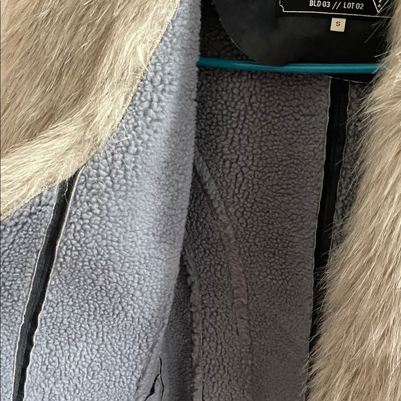 GUESS Black Faux Suede Jacket with Taupe Fur Trim - Picture 3 of 6